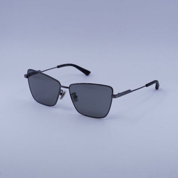Bottega Veneta BV1195S 001 Sunglasses Ruthenium Square Frame, Grey Lenses - Picture 1 of 11